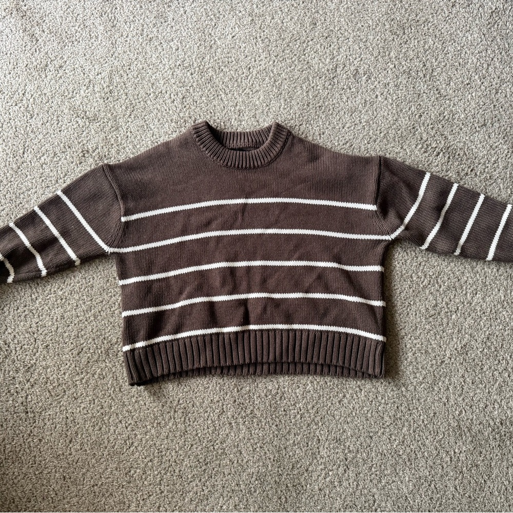 Quince 100% Organic Cotton Brown Striped Women's Sweater